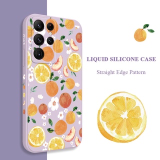 เคสโทรศัพท์มือถือ ลายสีน้ํา สีส้ม แบบสร้างสรรค์ สําหรับ Samsung Galaxy รุ่น S23 S22 Ultra Plus