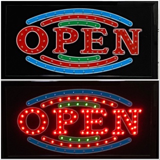 LED Sign OPEN 3 ชั้น  ป้ายไฟแอลอีดีสำหรับตกแต่ง 220V ป้ายตัวอักษร ป้ายไฟ ป้ายหน้าร้าน ใช้ประดับตกแต่ง