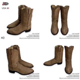 บูทคาวบอย Justin Boots หนังเเท้  งานอเมริกา