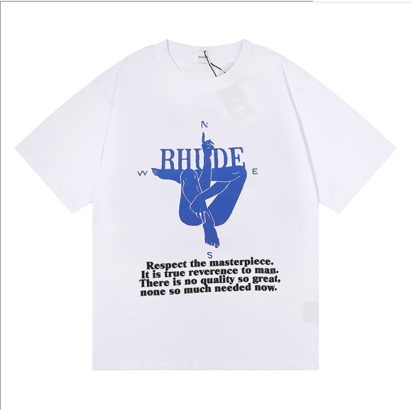 RHUDE New Loose Fashion Body Yoga Compass Print Cotton Casual Short ...