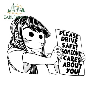 Earlfamily สติกเกอร์ ลาย Komi Please Drive Safe Aquaflask 13 ซม. x 10.1 ซม. ป้องกันรอยขีดข่วน สําหรับติดตกแต่งกระจกรถยนต์