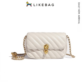 Likebag กระเป๋าสะพายไหล่ปักเกาหลีแฟชั่นกระเป๋าน้ำหอมขนาดเล็กเทพธิดาลูกบอลสีทองขนาดเล็กกระเป๋าสะพาย