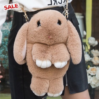 tdg Women Cute Cartoon Rabbit Sling Bag Fluffy Bunny Shoulder Crossbody Bag