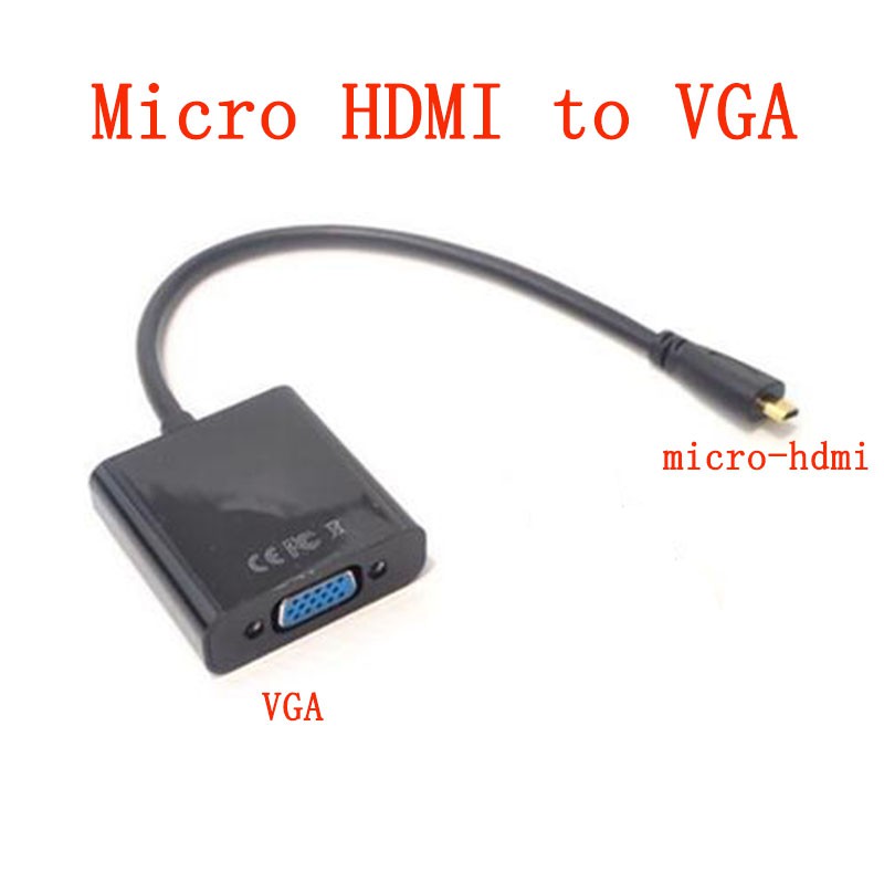 1080p Microhdmi Micro HDMI เป็น VGA หญิงวิดีโอสายเคเบิลอะแดปเตอร์แปลงสําหรับ Raspberry Pi/Ultrabook/แท็บเล็ต 1920x1200
