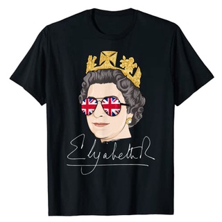 Elizabeth II ER Queen British Crown Engalnd Union Jack T-Shirt Commemorate Gifts Streetwear Graphic Tee Tops for Women M