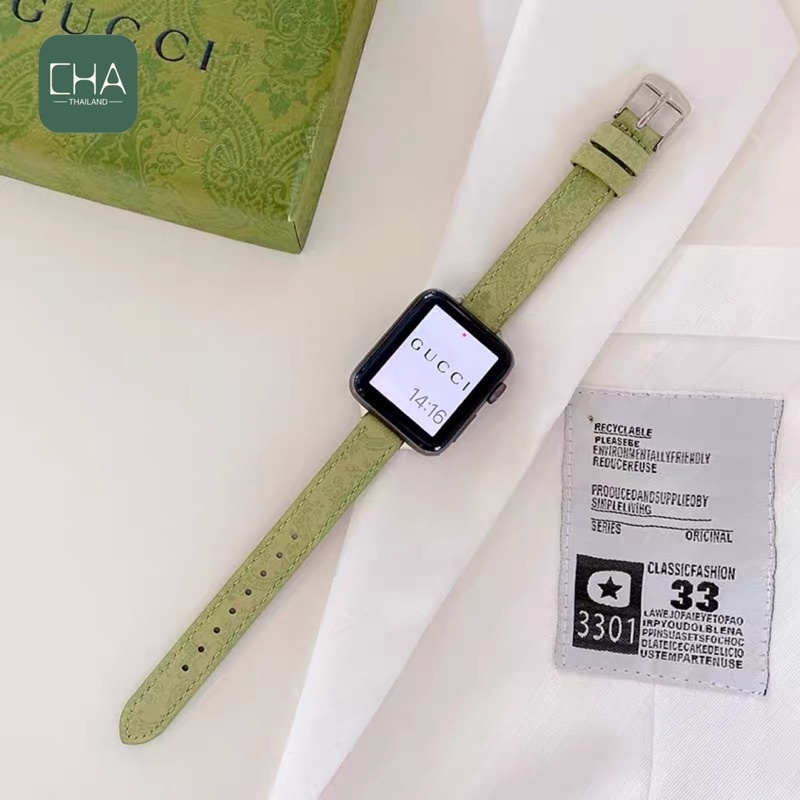 สาย watch10 9 8 7 watch 6 se 5 4 3 2 1 PU พิมพ์ลายสไตล์ GC เกรดพรีเมี่ยม ขนาด 38/40/41/42/44/45/46/49มม strap