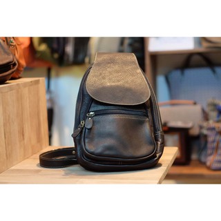 Leather Bag code : LB004 กระเป๋าคาดอกหนัง งานแฮนด์เมด สีดำ