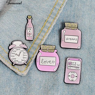 ☀Clock Bottle Music Player Enamel Brooch Pin Collar Lapel