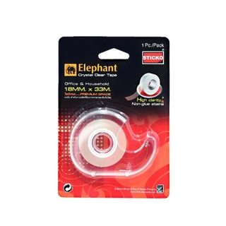 ตรงช้างเทปใสพิเศษ พร้อมเเท่นตัด Elephant Crystal Clear Tape Refill (18mmX33m)เทปใส