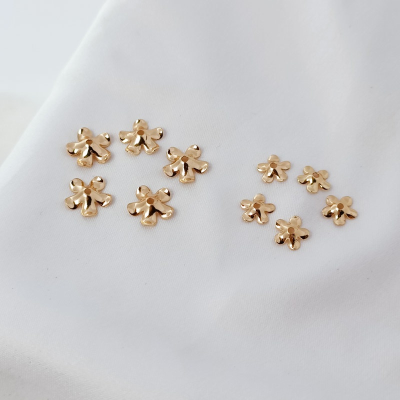 เข็มกลัด รูปชามดอกไม้ห้ากลีบ ชุบทอง 14k ประดับลูกปัด แฮนด์เมด DIY