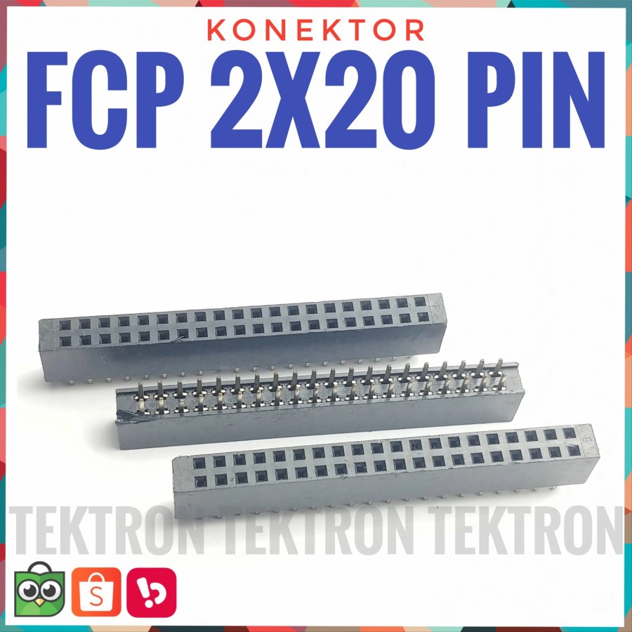 FCP Connector 2x20P Header Female 20pin 40pin Arduino Gold DIP pin