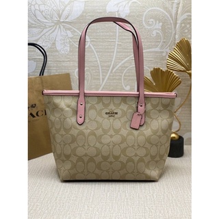 COACH F22969 MINI CITY ZIP TOTE IN SIGNATURE CANVAS