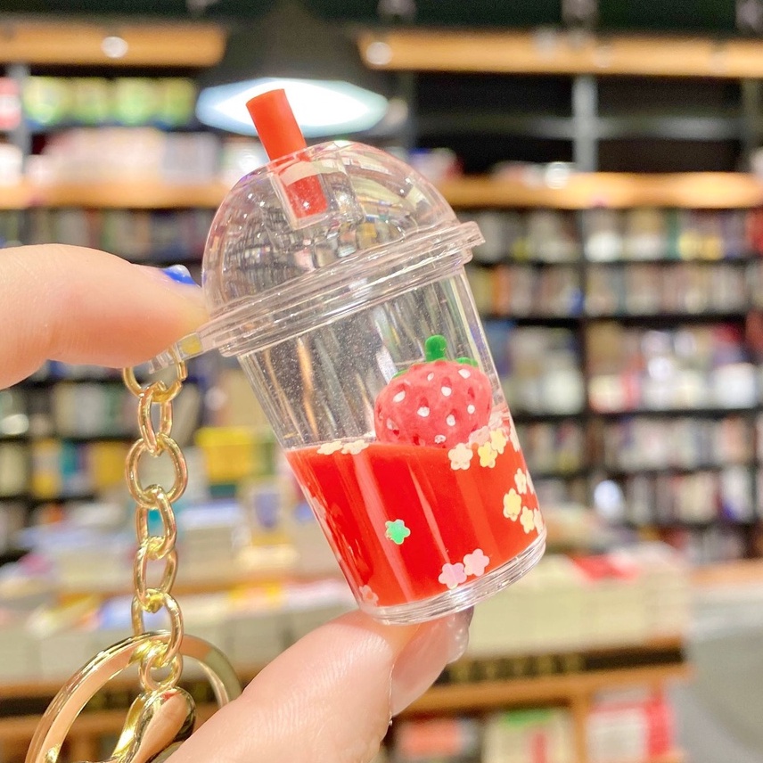 พวงกุญแจ จี้ขวดนม รูปสตรอเบอร์รี่ สับปะรด แบบสร้างสรรค์