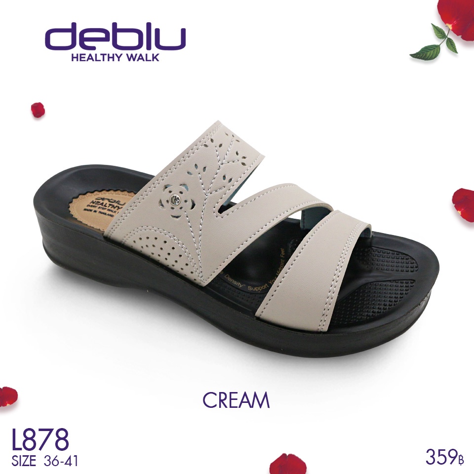 NFshoes ถูกสุด! รองเท้าแตะ เพื่อสุขภาพ แบบสวม Deblu เดอบลู รุ่น L878 ลายลูกไม้ ลายฉลุ ทนทาน น้ำหนักเบา