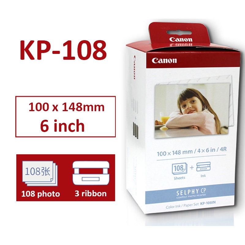 Kp-108 กระดาษภาพถ ่ าย 100 *148 มม.Plus 3 ตลับหมึกสําหรับ Canon Selphy CP1200,CP910,CP1300 เครื ่ องพิมพ ์ ภาพ