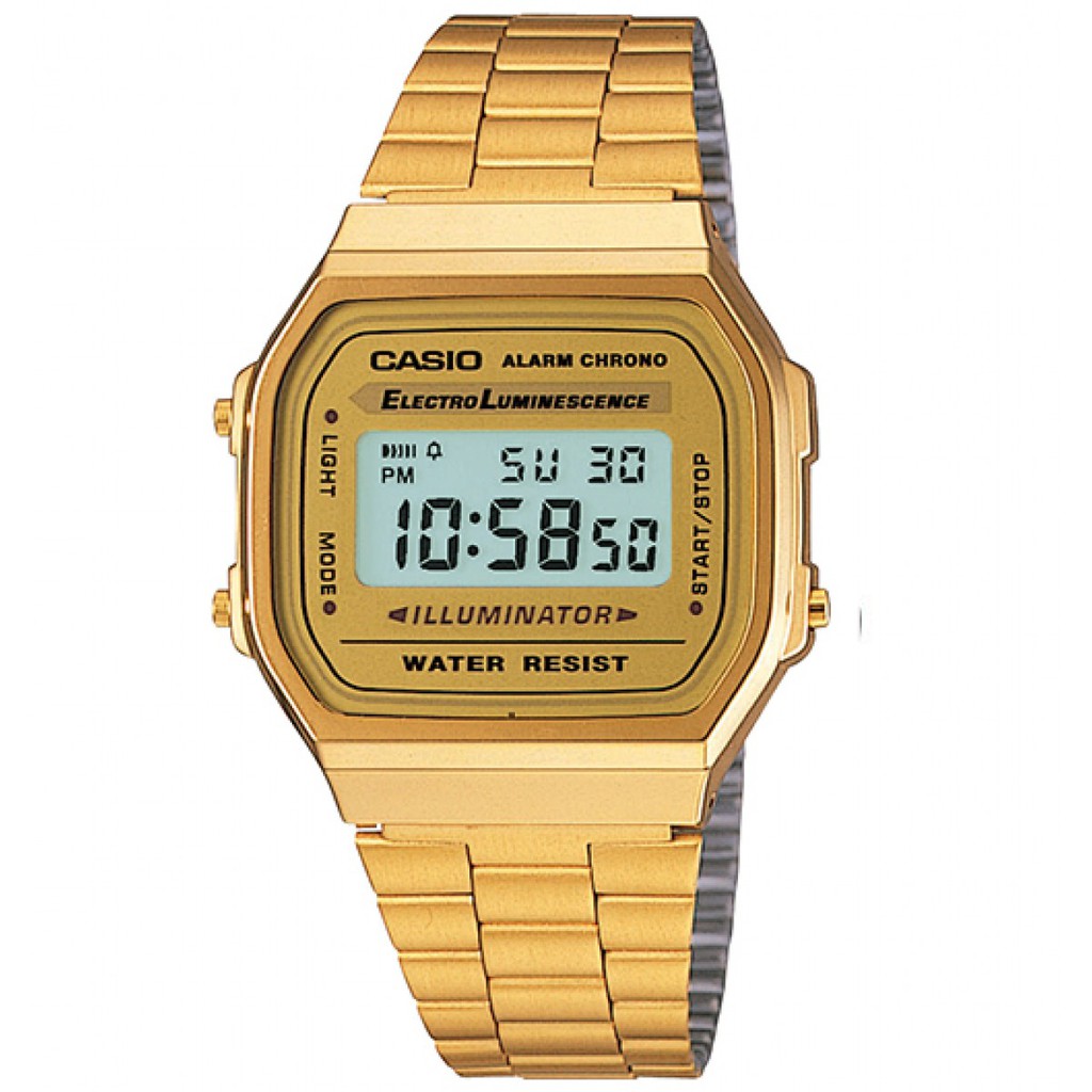 Casio นาฬิกาข้อมือ ชาย-หญิง สายสแตนเลส รุ่น A168WG-9W - Gold