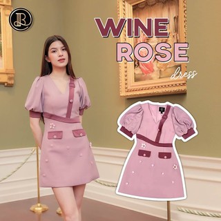 BLT BRAND การันตีเสื้อผ้าแบรนด์แท้ มินิเดรส สีชมพูแขนตุ๊กตา WINE ROSE Size XS