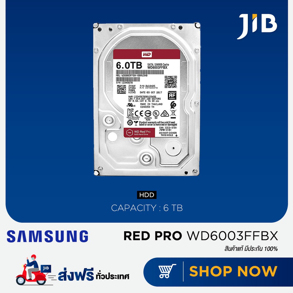 WD HDD (ฮาร์ดดิสก์) 6 TB RED PRO 7200RPM SATA3 (WD6003FFBX)