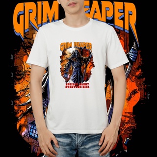 แขนสั้นcrew neckAlret Grim Reaper เสื้อยืดสปอยเลอร์ สีขาวกรมท่า สีดํา S-XXXXL