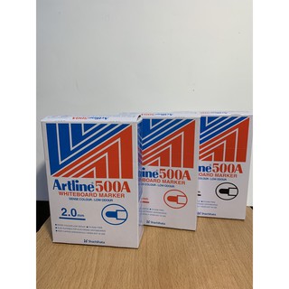 ปากกา ไวท์บอร์ด Artline 500A หัว 2.0 แพ๊ค 12 ด้าม/กล่อง แพ็คละสี มี 4 สี สีดำ / สีแดง / สีน้ำเงิน / สีเขียว