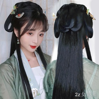 Hanfu วิกผมกระเป๋าสไตล์โบราณหญิง lazy headband สไตล์หมวกผม bun ชิ้นเดียวเครื่องแต่งกายโบราณทรงผมวิกผม