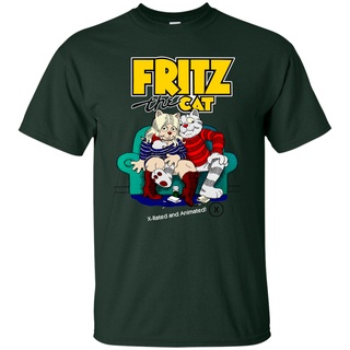 T-shirt  Gildan เสื้อยืดผ้าฝ้าย 100% พิมพ์ลายการ์ตูนแมว Fritz The Cat สไตล์เรโทร ใส่สบาย Gildan Ultra Cot G200S-5XL