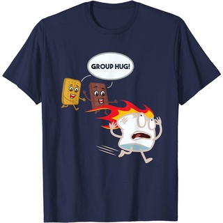 เสื้อยืดผ้าฝ้ายพรีเมี่ยม เสื้อยืด พิมพ์ลาย Smores Marshmallow Camping Roasting Bonfire