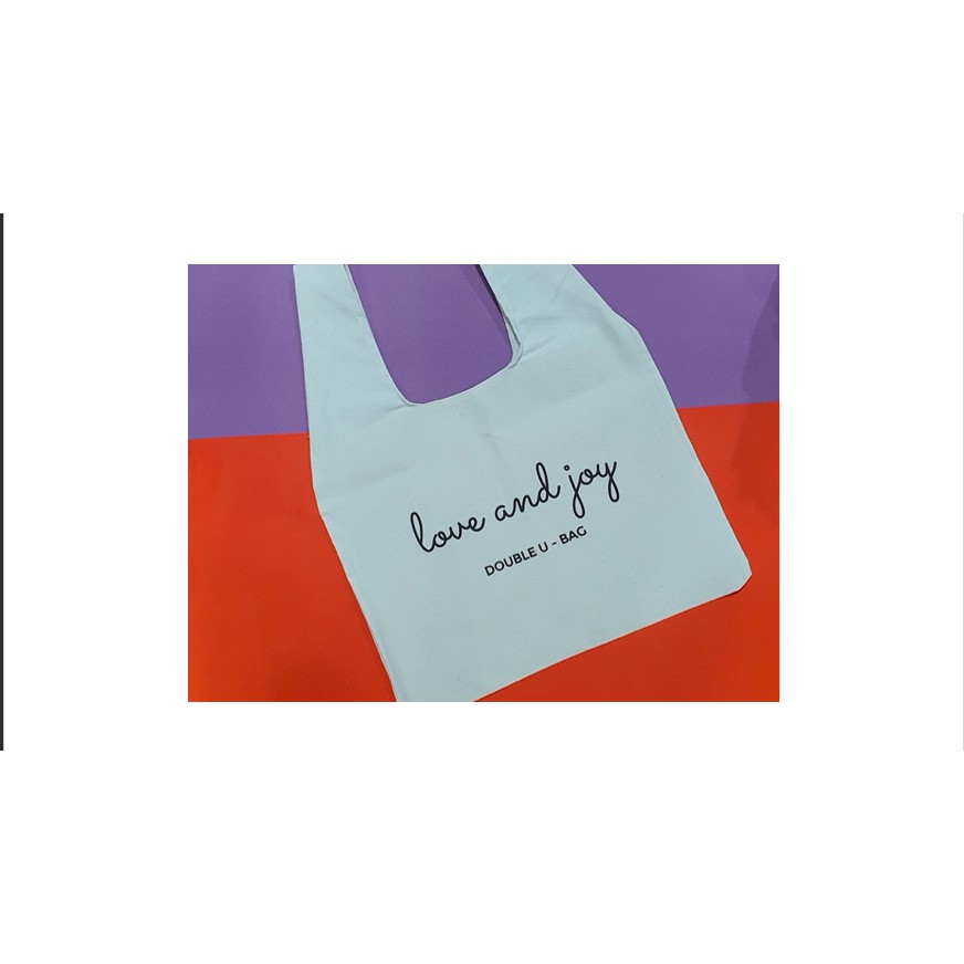 ถุงผ้าดิบหนา ขนาดกระทัดรัด ทรงถุงพลาสติก HOBO BAG รุ่น LOVE AND JOY - DOUBLE U BAG - รูปที่ 4
