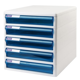 ตู้เอกสาร 5 ชั้น โครงสีขาว ลิ้นชักสีฟ้าใส ออร์ก้า TCB-5/5-tier file cabinet, white frame, clear blue drawers, ORCA TCB-5