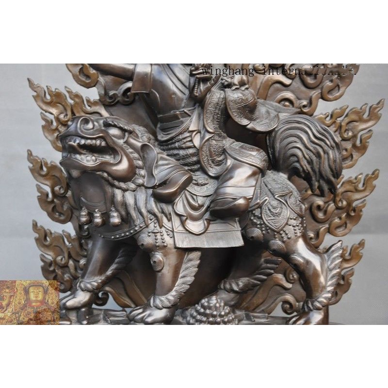 ▣■wedding decoration Tibetan temple Bronze Palden Lhamo Protector Deity Buddha Ride Lion Beast Statue