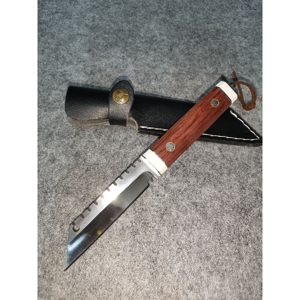 มีดพกตั้งแคมป์ เหล็ก 8CR13MOV ด้ามจับไม้โรสวูด