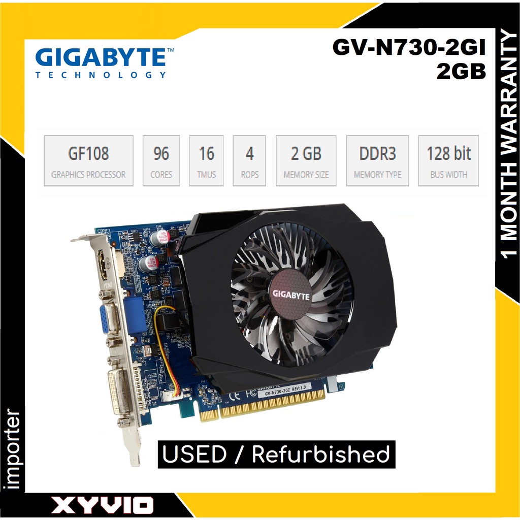 กราฟิกการ์ด GPU GIGABYTE GV-N730-2GI NVIDIA GeForce GT 730 2GB