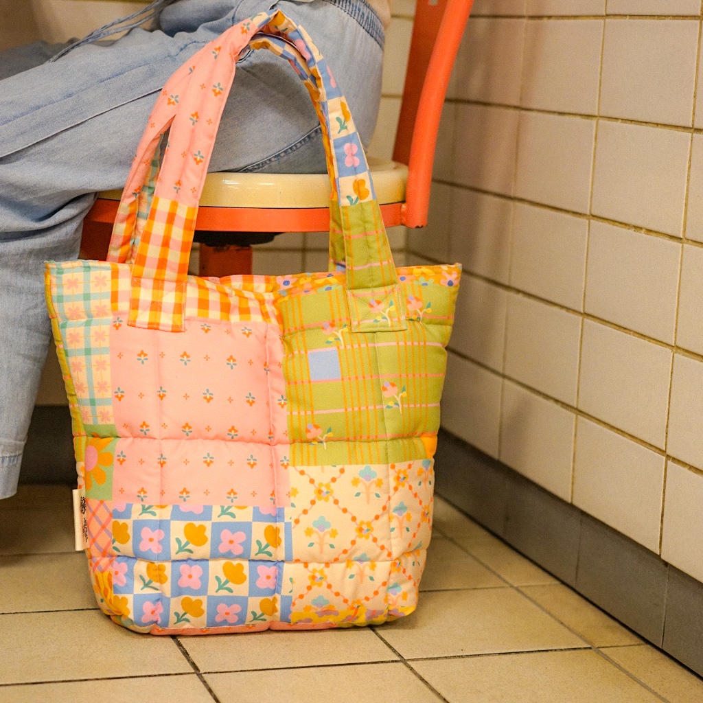 Smitten by Pattern - Womens Bag / Tote Bag - Marshmallow Bag: Flower Bricks