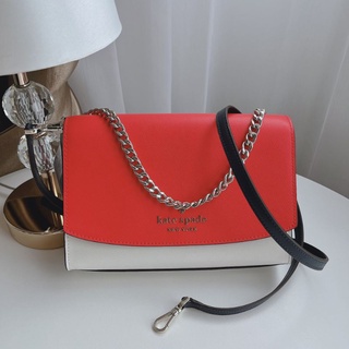 🇺🇸กระเป๋า Kate Spade convertible crossbodyWKR00102 สีทูโทนขาว/แดงสวยมาก ของแท้ 100%