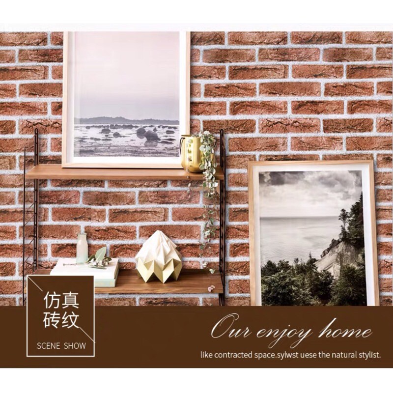 **พร้อมส่งในไทย** วอลเปเปอร์ติดผนัง มีกาวในตัว  ติดง่าย(45เซน ยาว9-10เมตร)