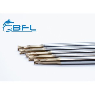 LONG NECK END MILL 2FLUTES FLAT 55HRC TiSiN COATED คาร์ไบด์เอนมิลรุ่นคอยาว 2ฟันสำหรับงานเหล็กเกรด 55HRC R1.5/R2/R3