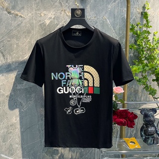 เสื้อยืดแขนสั้นลําลอง ผ้าฝ้าย พิมพ์ลาย The north is เหมาะสําหรับฤดูร้อน สไตล์อังกฤษ สําหรับผู้ชายS-5XL