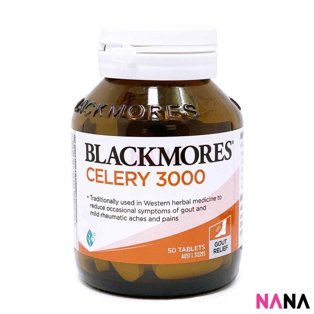Blackmores Celery 3000mg 50cap (EXP:02 2025) แบล็คมอร์ส อาหารเสริมรักษาโรคเก๊าและปรับสมดุลร่างกาย