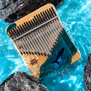 Hluru Kalimba 21 และ 17 Key คาลิมบา  ปลาวาฬ Finger Thumb Piano ปลาโลมาในมหาสมุทร ปลาวาฬในมหาสมุทร Kalimba Blue Ocean