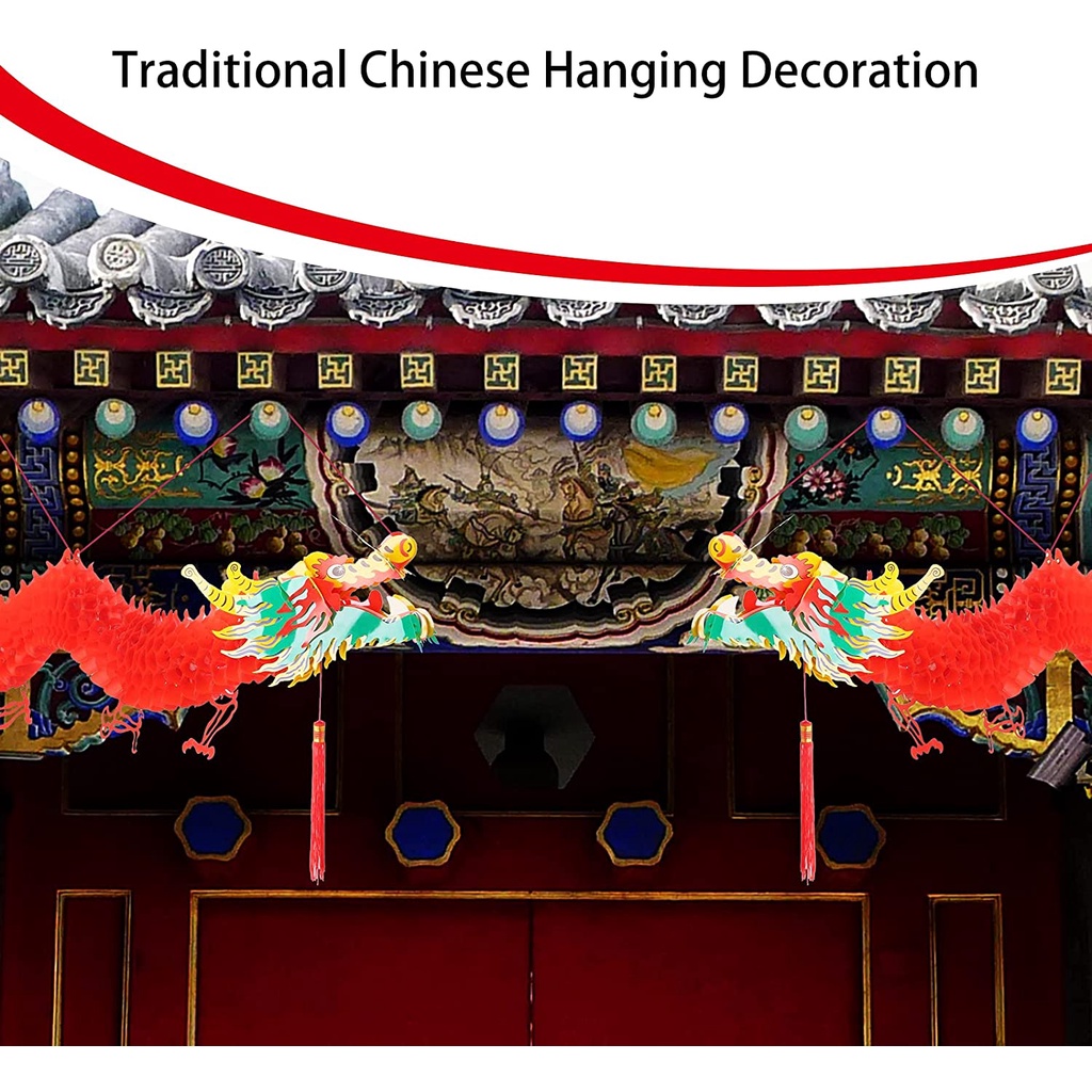 🏮ตรุษจีน โคมไฟกระดาษรูปมังกรสไตล์จีน  แขวนตกแต่ง 3D แขวนตกแต่ง โคมไฟกระดาษแขวน - รูปที่ 7
