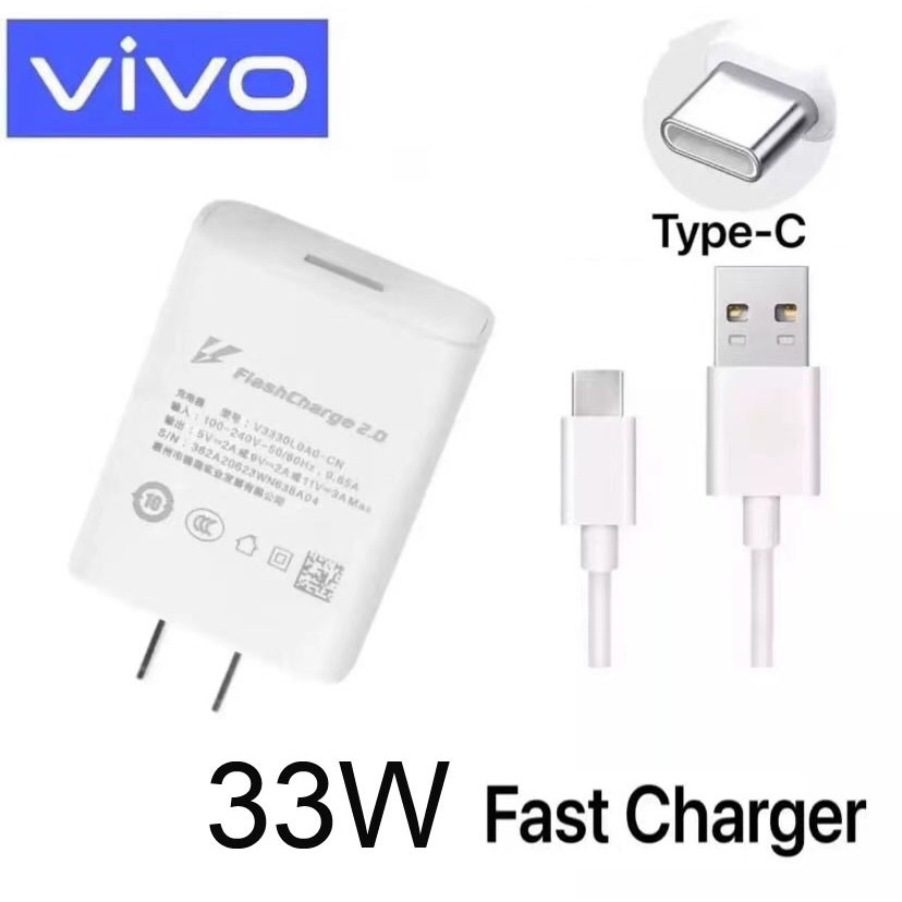 VIVO 33W Flash Charging Fast Charger ประเภท C ข้อมูลสาย 11V/3A อะแดปเตอร์สําหรับ VIVO S6 S7 Y31S Y52