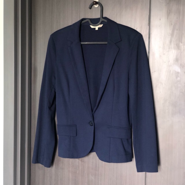 <ส่งต่อ> AIIZสูทผู้หญิงสีกรมท่า size L ผ้ายืด cotton 100%