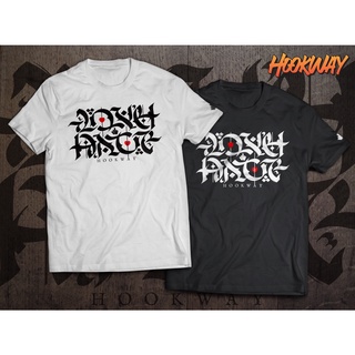 Hookway เสื้อยืดคอกลมแขนสั้นพิมพ์ลาย Love&amp;Hate ผ้าคอตต้อน100% Parody T-Shirt