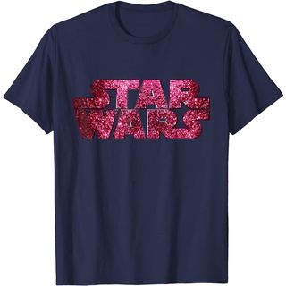 เสื้อยืดครอปเสื้อยืด พิมพ์ลายโลโก้ Star Wars ประดับกลิตเตอร์ สีชมพู สําหรับผู้ใหญ่S-5XL