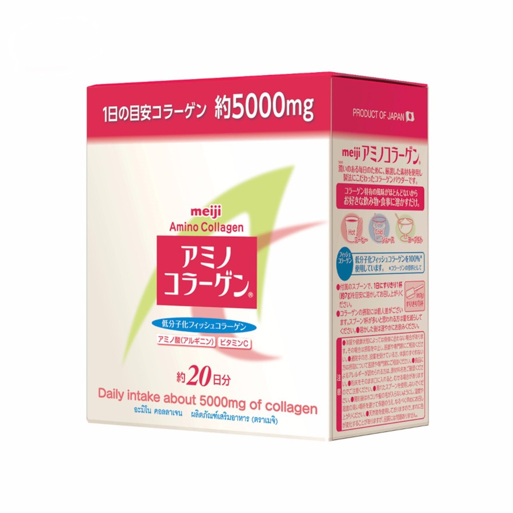 ♥พร้อมส่ง♥Meiji Amino Collagen 5000 mg.140g เมจิ อะมิโน คอลลาเจน ผสม วิตามินซี ชนิดเติม ฉลากไทย