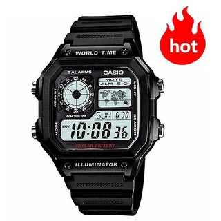 Casio นาฬิกาผู้ชาย รุ่น AE-1200WH-1A สายเรซิ่น สีดำ - มั่นใจ ของแท้ 100% ประกันศูนย์ 1 ปีเต็ม