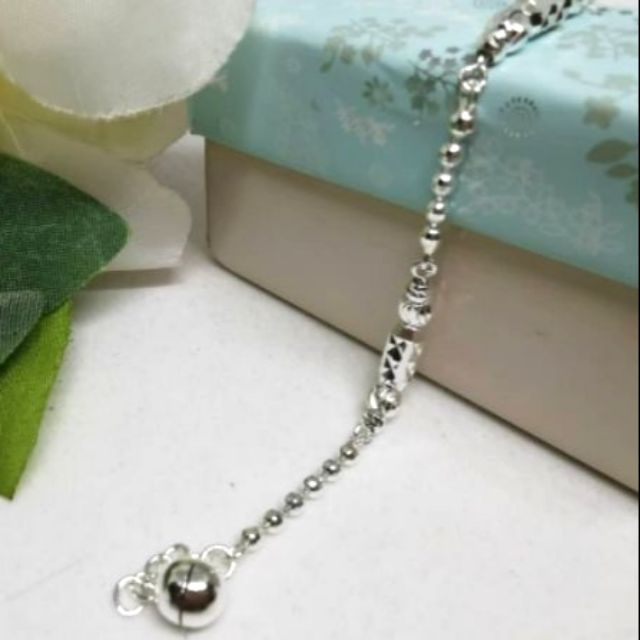 925 บริสุทธิ์ เงิน 2 เลเซอร์ตัดด้วยลูกปัด 12 เม็ด & 3 เม็ดยาวเลดี้สร้อยข้อมือ! 925 เงินเจ็ด优美女手链!