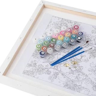 (พร้อมส่ง-ชุดที่1) ภาพระบายสีตามตัวเลข แบบขึงเฟรมไม้ ขนาด40x50cm งานศิลปะ DIY painting by numbers ภาพสวยๆ