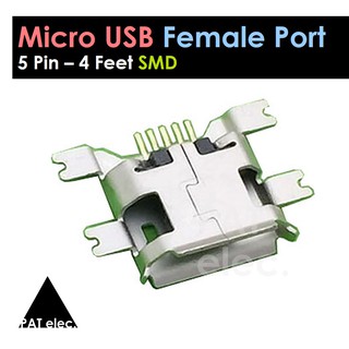 อะไหล่ พอร์ต ขั้วต่อ Micro USB USB 2.0 Female 4 Feet 5 pin Port Jack Tail Socket Electric Terminals