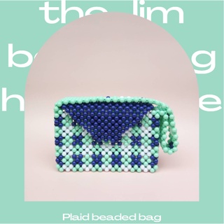 🥑Plaid beaded bag &amp; Shoulder bag : กระเป๋าสะพายลูกปัดลายสก็อต